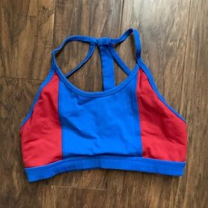 Blue and red color block Sportsbra